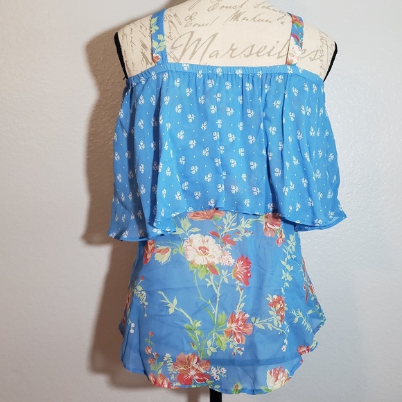 🎉🎉HP🎉🎉Redhaute Blue Off Shoulder Blouse sSM - Picture 3 of 4